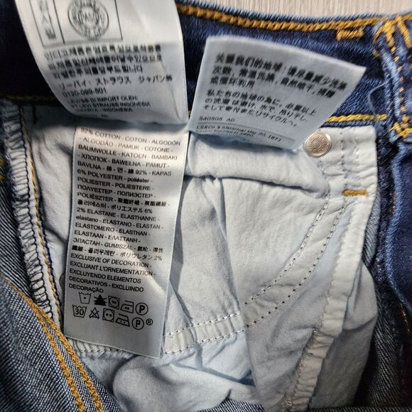 Levi’s 721 High Rise Skinny Stretch Distressed Dark Wash Jeans Womens Size 27 - Picture 6 of 12